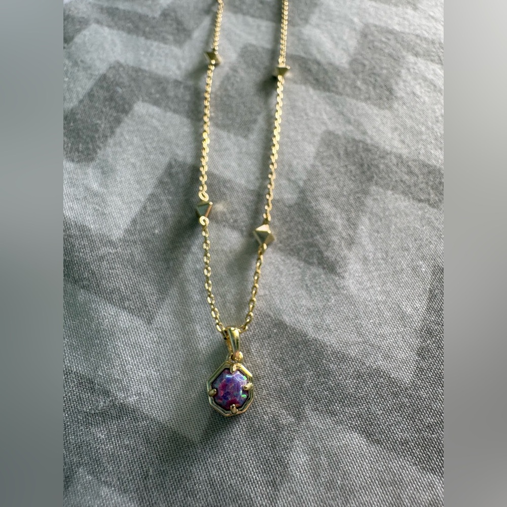 Kendra Scott Gold Purple Opal Necklace